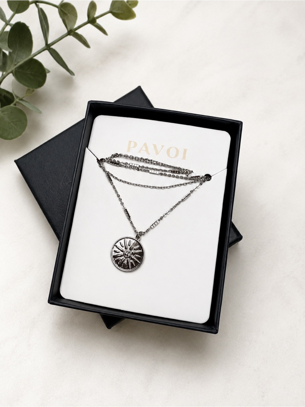 PAVOI Silver Tone Sun Coin Pendant Necklace 14K Gold Plated Sterling Silver NWT